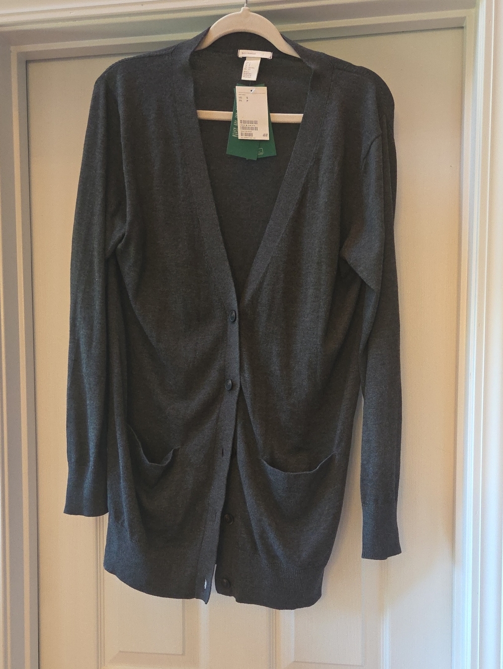 H&M Charcoal Gray V-Neck Button Front Cardigan